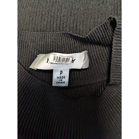 Milly XS Ribbed Mesh Combo Tank Top Black Mock Neck Sleeveless - Picture 8 of 9